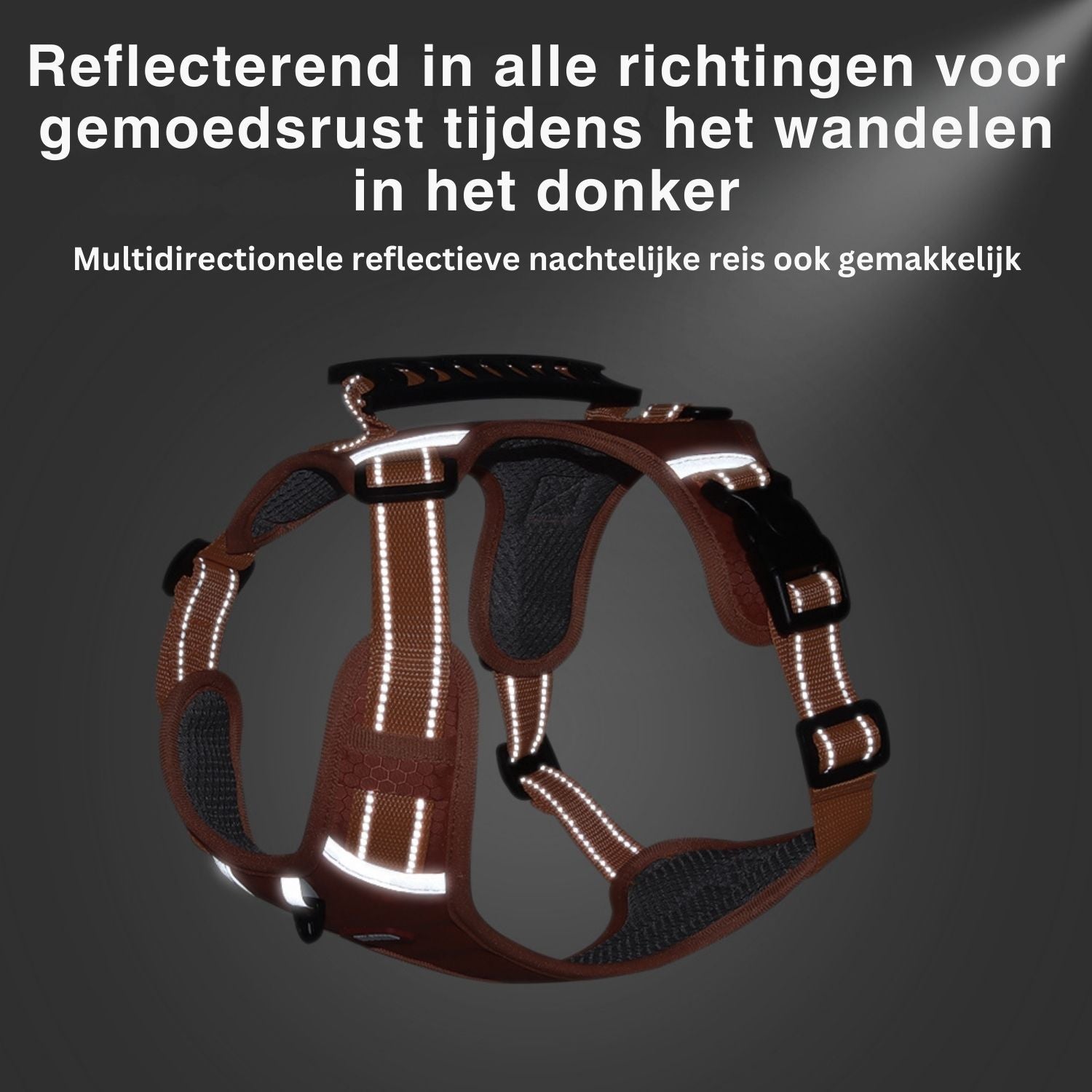 reflecterend hondenharnas met multidirectionele verlichting